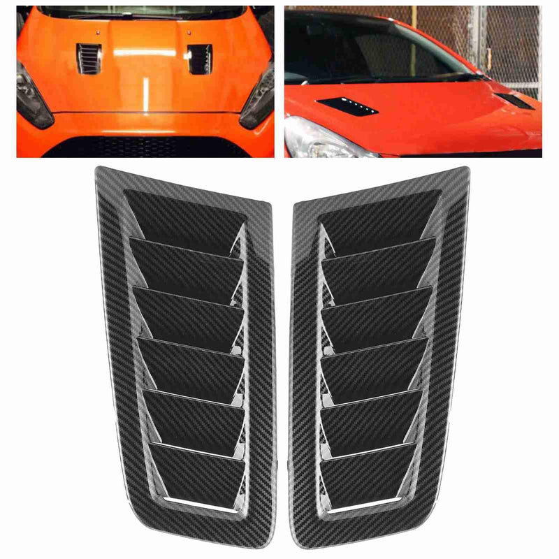 Qiilu 2PCS Car Hood Vent Scoop Kit, Universal Cold Air Intake Fitment Louvers Cooling Intakes Auto Hoods Vents Bonnet Cover Car Exterior Decorative Parts for Focus RS MK2 (Carbon