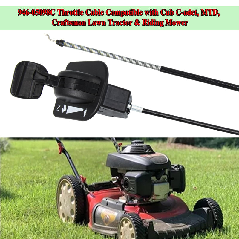 946-05098C Throttle Choke Cable for Cub Cadet XT1-LT46, XT1-LT50, XT1-GT50 & Craftsman T240, T260, T310, T8200, G8400 Lawn Tractor, Replaces 946-05098, 946-05098A, 946-05098B, 746-05098