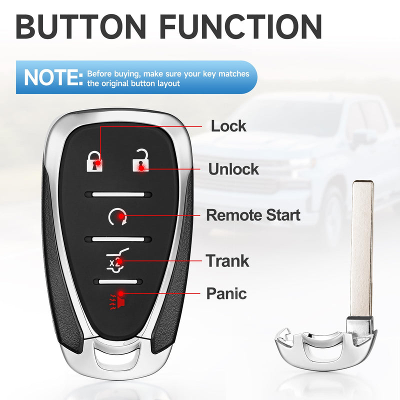 2 Pcs Key Fob Replacement Remote fits for Chevy Equinox 2018 2019 2020 2021 2022 2023 2024 2025 Smart Car Keyless Entry Remote HYQ4AA HYQ4AS 315 MHZ ID46
