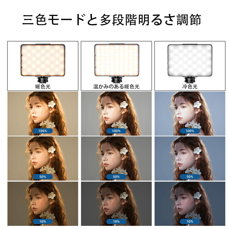 LED Portable Selfie Light, Video Conference Lighting Quality Lithium Battery CRI 97+, Clip & Camera Tripod Adapter, 3 Light Modes for Phone
