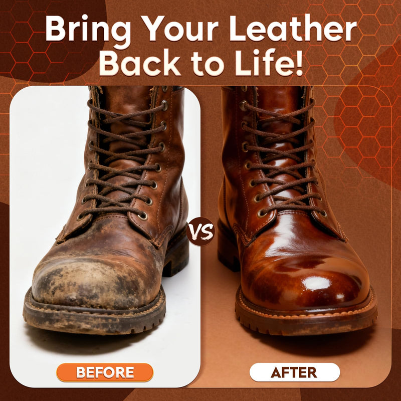 LANBEIDE Leather Boot Care Kit, Boot Cleaning & Shine Kit – Includes Saddle Soap, Mink Oil Conditioner, Waterproofing Wax, and Brushes for Men & Women Cowboy Boots