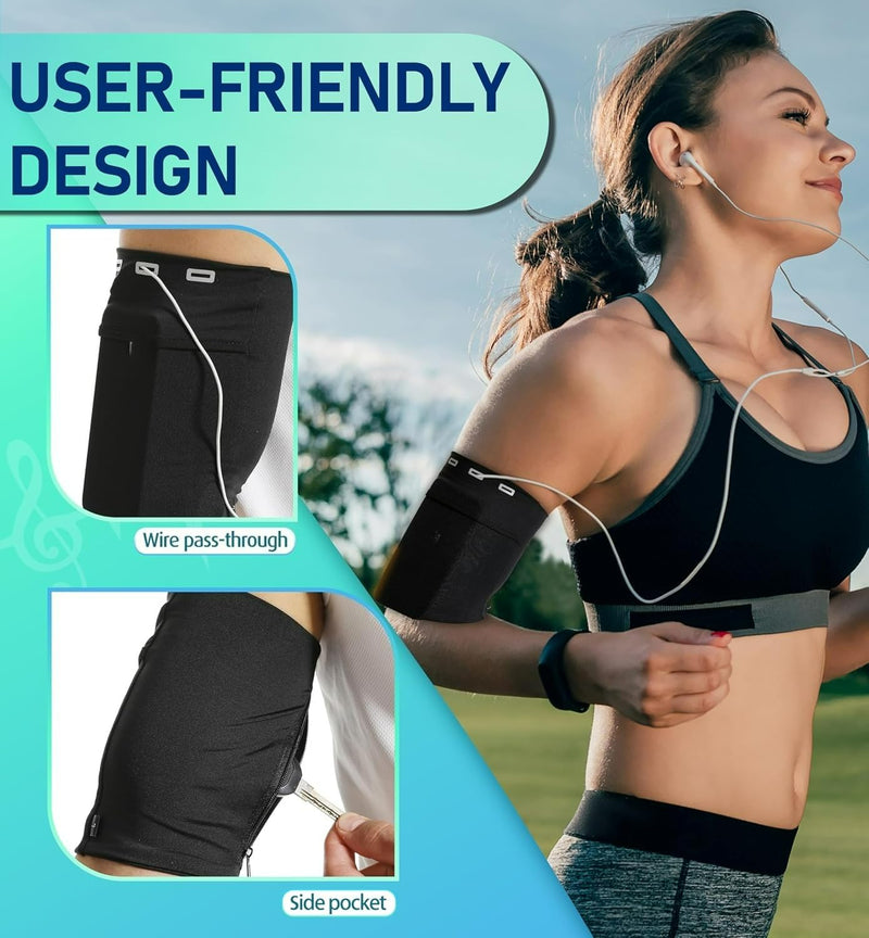 Running Armband Sleeve Universal Sports Armband Cell Phone Holder Armband for Exercise Workout, Compatible with iPhone 17/16/15/14/Plus/Pro Samsung Galaxy All Phones (BLKM) BLKM