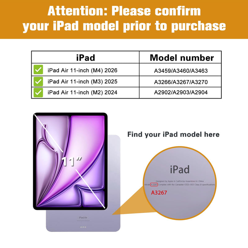 ProCase iPad Air 11 Case with Tempered Glass Screen Protector for M4/M3/M2 | All-in-One Protection Set, Pencil Holder, Slim Trifold Stand, Auto Wake/Sleep (2026/2025/2024) - Purple