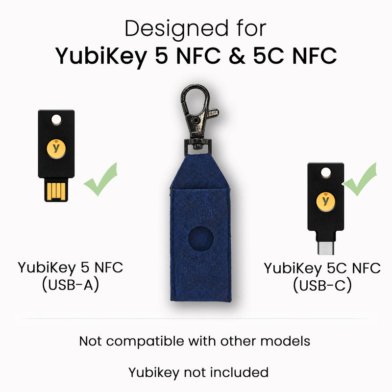 Felt Case for YubiKey, Keychain Holder,Compatible with YubiKey 5C NFC-5 NFC | YubiKey Felt Sleeve Case with Keychain Clip, Soft Felt, Navy Blue