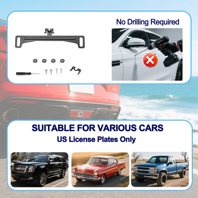 Universal Car Rear View Camera License Plate Bracket, Premium Backup Camera License Plate Dash Cam Mirror Cam Accessory Rear Camera Mount, Only Installation Holder for Back Up Camera