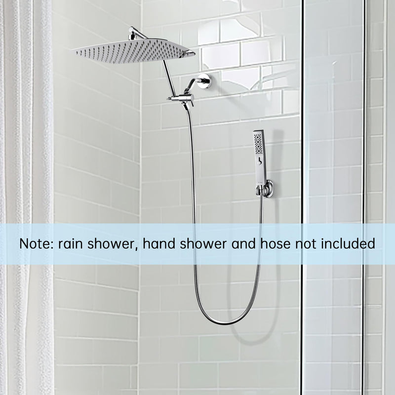 G-Promise Metal 13 Inch Shower Head Extension Arm with Diverter, Handheld Holder Included, G1/2 Universal Thread Rain Shower Arm, Brass Adjustable Extender with 3-Way Diverter, Chrome