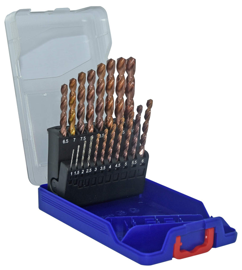 TIVOLY - Set of 19 High-Performance FURIUS Metal Drill Bits HSS Ø1 to 10mm in 0.5mm Increments - Fast Drilling in Resistant Steel and Cast Iron - Universal Cylindrical Shank for Drills 19pcs
