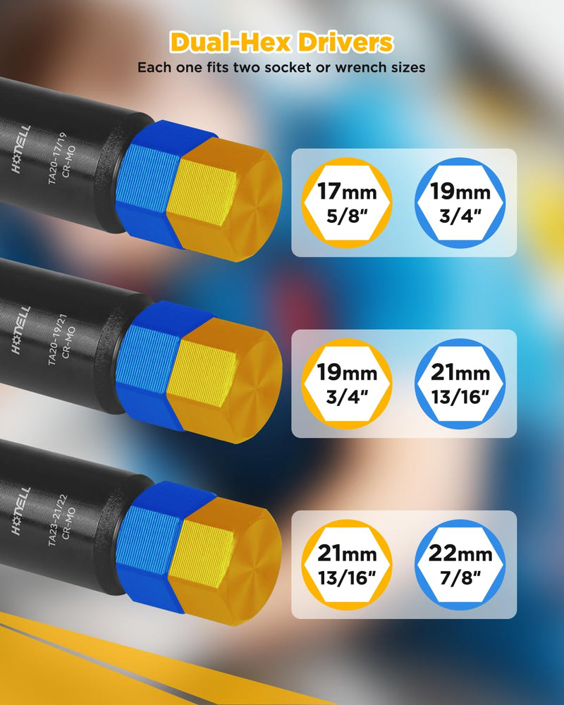 10 Spline Lug Nut Key, Thicker Wall 10-Spline Lug Nut Socket Set, Break-Resistant Wheel Lugnut Removal Tool for Aftermarket Locking Lug Nuts, Compatible with Bimecc Lug Nuts (3 Piece Set) 3 Piece Set