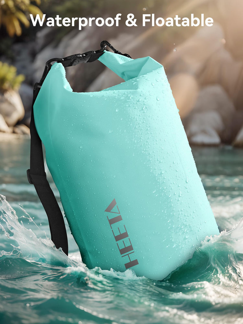 HEETA Waterproof Dry Bag for Women Men, 5L/10L/20L/30L/40L Roll Top Lightweight Dry Storage Bag Backpack with Emergency Whistle for Travel, Kayaking, Boating, Camping, Beach, Cruise Ship Essentials 10L Mint Green