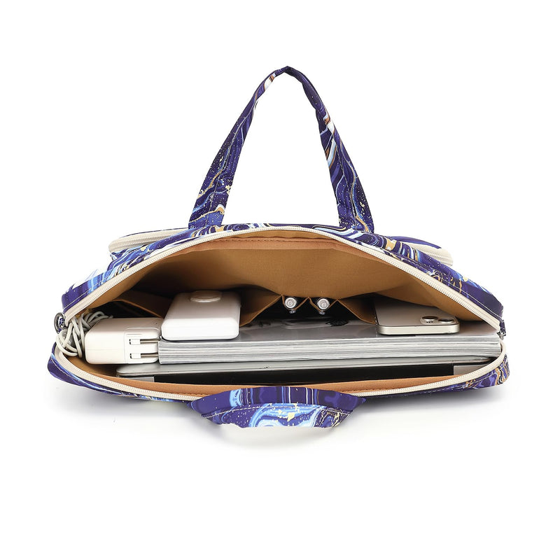 Ezrelia15-15.6 inch Laptop Shoulder Bag, for MacBook Pro 16, Hp Lenovo Dell 14 inch Waterproof Messenger Bag Case Sleeve 15 inch/15.6 inch Blue Marble