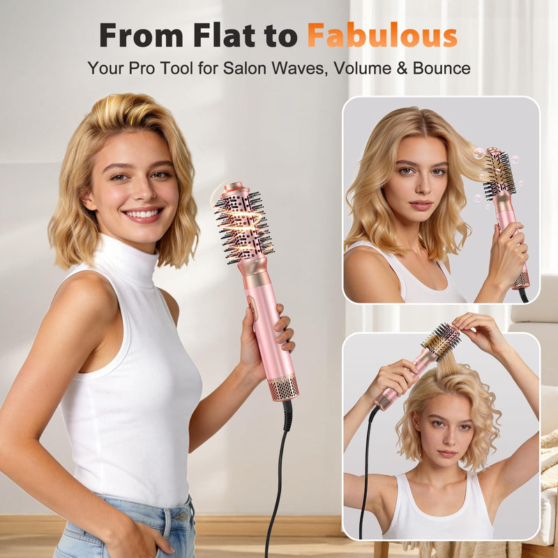 5 in 1 Blow Dryer Brush Set, Upgrade Hair Dryer & Blow Dryer Brush & Air Curling Wrap & Paddle Brush, Detachable Hot Air Styling Tools, High Speed Travel Hair Volumizer Straightener Curler Pink | Upgrade Hair Dryer & Blow Dryer Brush & Air Curling Wrap...