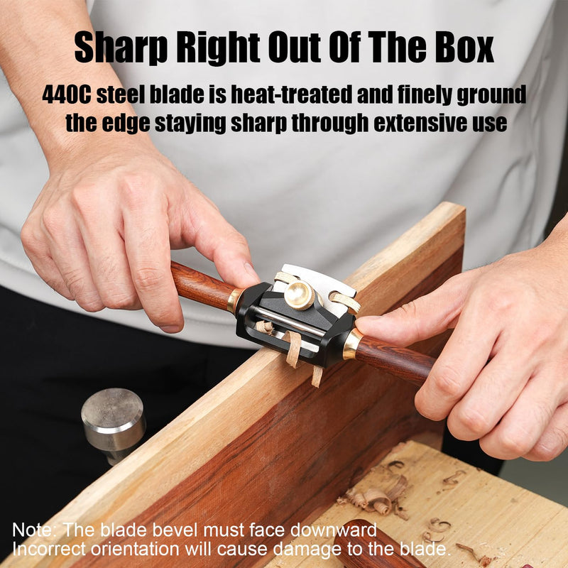TOOLCOOL Adjustable Spokeshave Hardwood Handle Spoke Shave For Woodworking (Round Base) Round Base