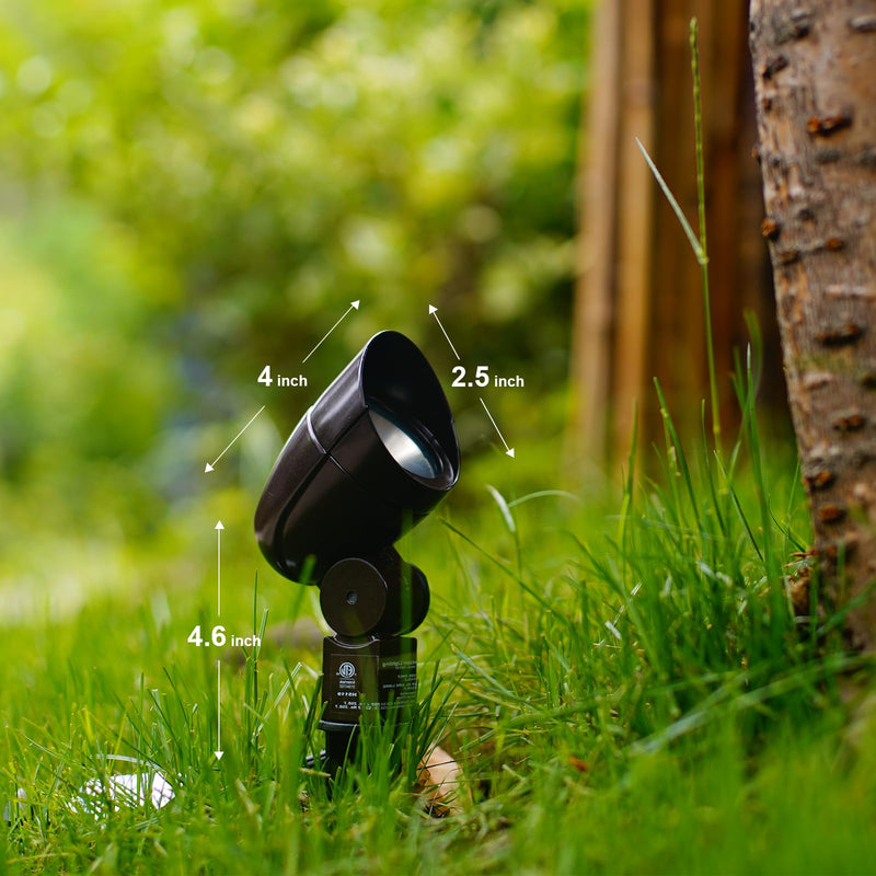 GOODSMANN Low Voltage Landscape Lighting Floodlight & Spotlight 3W LED 3600K Warm White 12V AC Outdoor Tree Lights Outside Hardwired Lighting Up Light with Metal Stake Cable Connectors 1 Pack