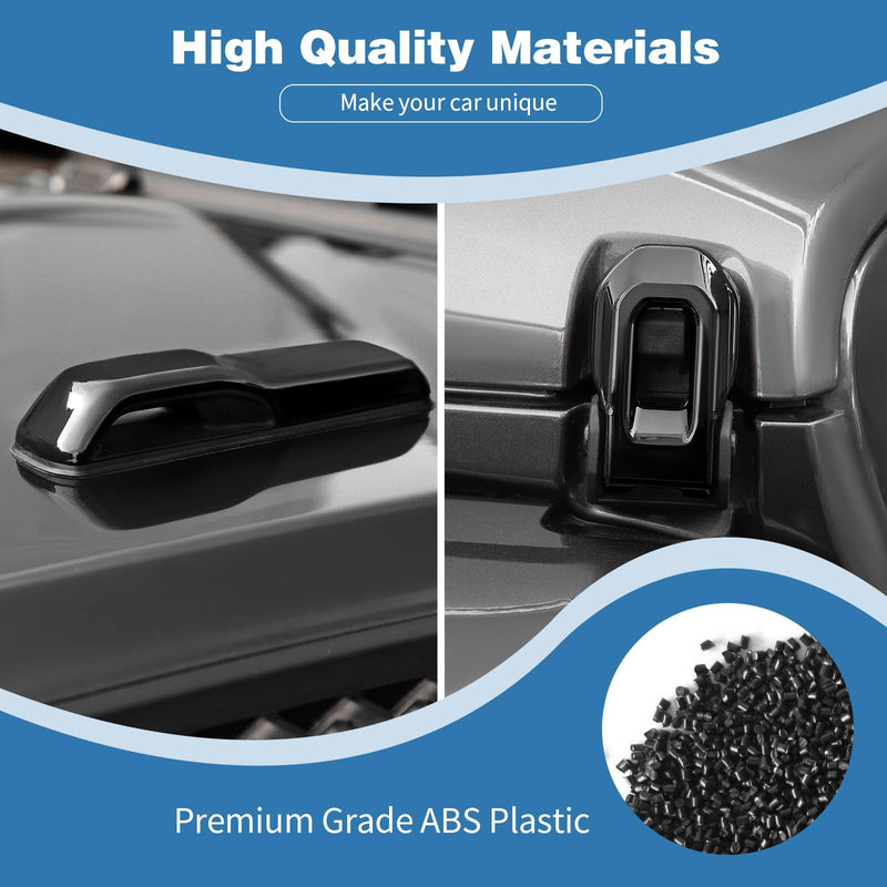 for Jeep JL Hood Decal Latch Trim Cover Fit for Jeep Wrangler JL JLU 2018-Present for Gladiator JT 2020-Present Black Exterior Accessories 4pcs