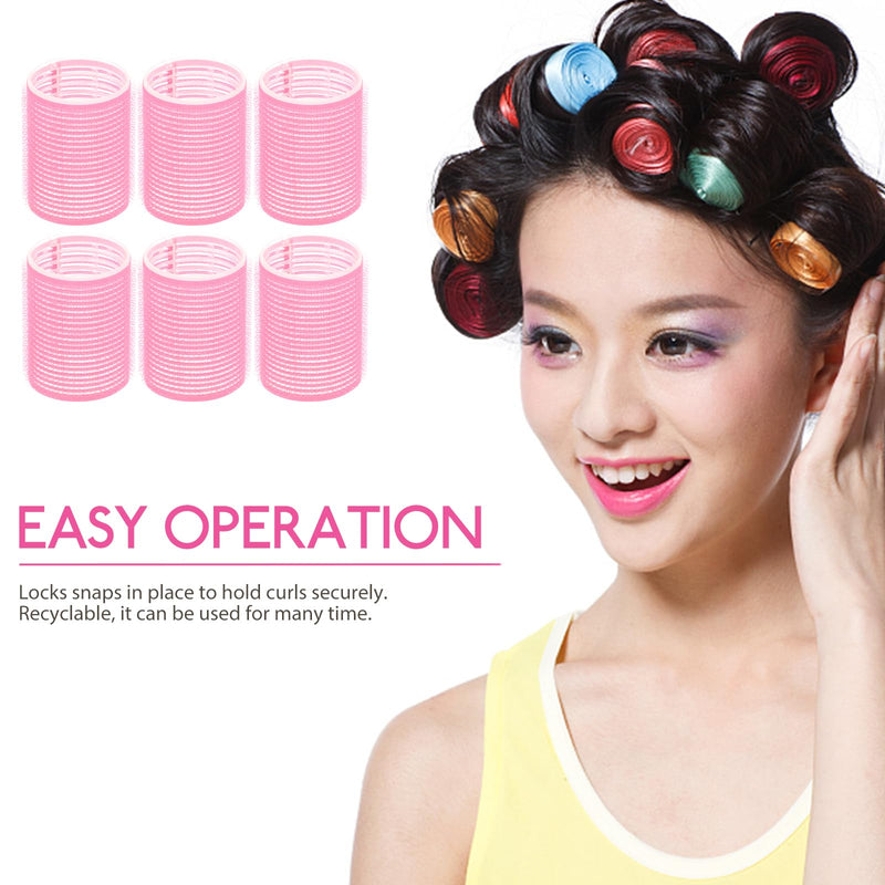 Uonlytech Diy Hair Curlers Set 6Pcs Self-Adhesive Plastic Rollers Hair Styling Tools for Salon and Home Use 1.4 Inch Diameter Curling Drum