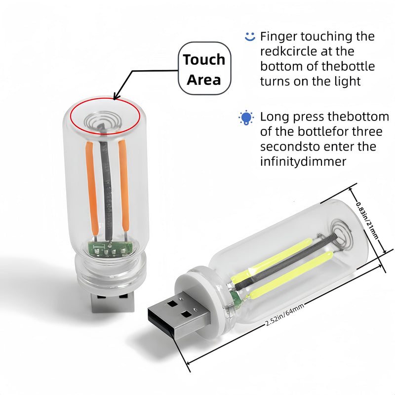 Innovative USB Nightlight: New Touch Bedside & Car Atmosphere Light, Ceramic LED Glass Bottle – Perfect for DIY Romantic Mini Decor （Blue Light） Blue light