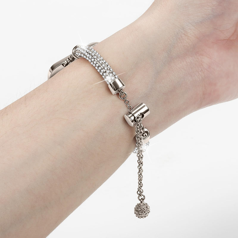 JOYOZY Bling Band and Case Compatible with Apple Watch Band 38mm 40mm 41mm 42mm 44mm 45mm 46mm, Pretty Luxury Strap with Sparkle Diamond, Dressy iWatch Bracelet for Women Starlight 42MM for Series 11/10