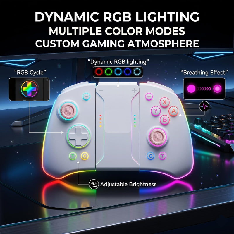 PLAYVEX Wireless Controller Compatible with Switch 2 Switch OLED and Switch Lite Includes Magnetic Charging Adapters Hall Effect Joysticks RGB Turbo Motion Control Grip Stand