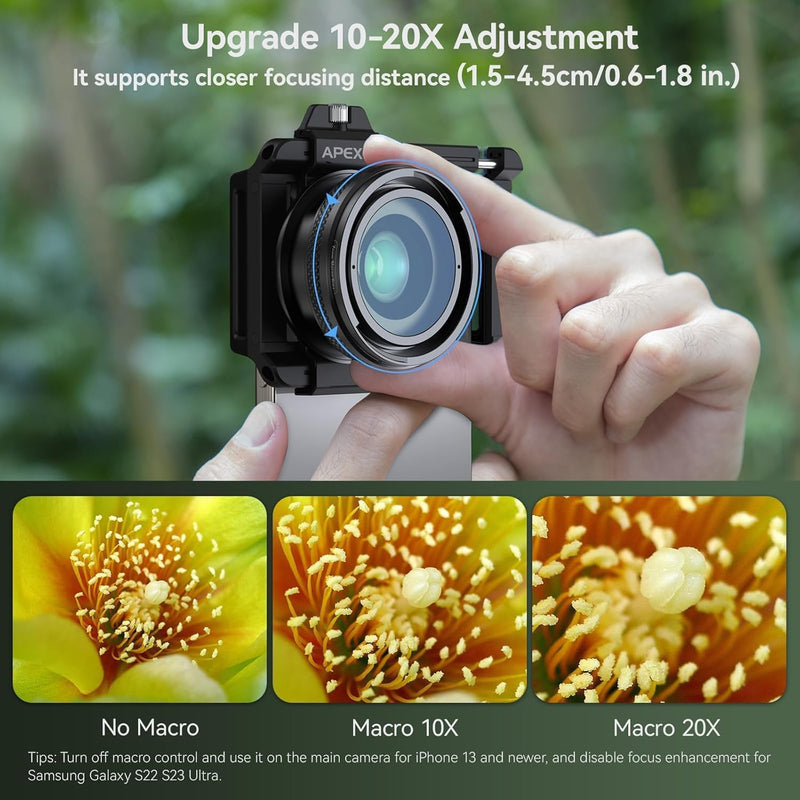 Macro Lens Kit for Smartphone, 10-20X Micro Phone Lens with Universal Lens Clip, HD Magnifier Photography Lens for iPhone Android Phone (Fits for Almost All Phone), Phone Macro Lens Attachment 10X-20X