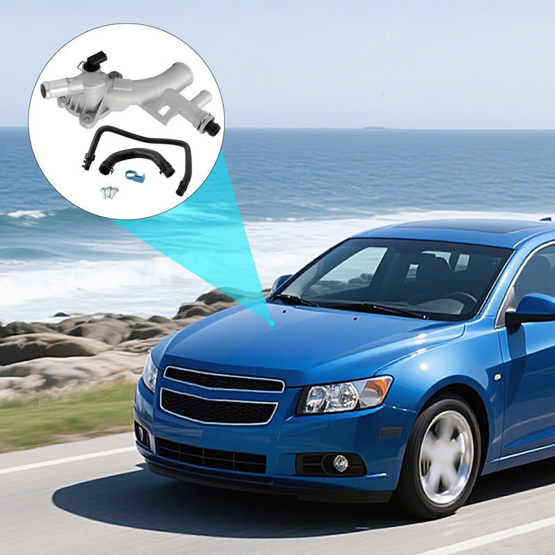25193922 Aluminum Engine Coolant Thermostat Housing Water Outlet (1.4L L4) for Chevrolet Cruze 2011-2016, Cruze Limited 2016, Sonic 2012-2020, Trax 2013-2020, for Buick Encore 2013-2019