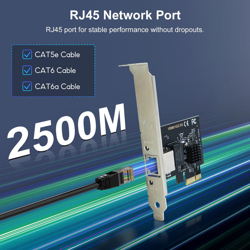 SODOLA 2.5Gb PCIe Network Card,2.5GBase-T PCI Express Network Adapter NIC, with Realtek RTL8125B Controller, Single RJ-45 Port, PCIe 2.1 x1 Support Windows Server/Linux 8125B-2.5G(1x RJ45)
