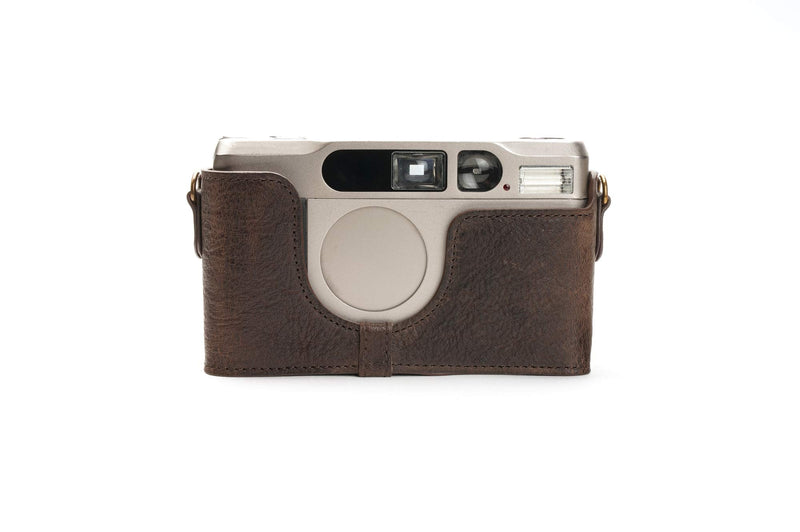 Contax T2 Case, BolinUS Handmade Genuine Real Leather Half Camera Case Bag Cover for Contax T2 Camera With Hand Strap (Coffee) Coffee