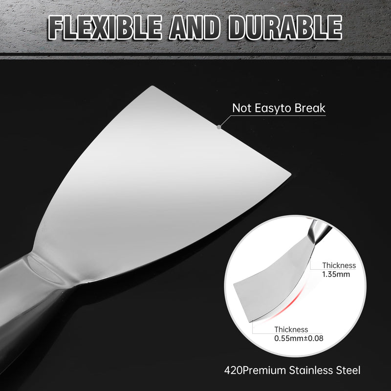 Fishark Putty Knife, 5 Pcs Putty Knife Set, 2" 3" 4" 6" 8" Stainless Steel Scraper, Spackle Knife, Wallpaper Scraper Paint Scraper Tool for Drywall Repair, Removing Wallpaper, Mud, Applying Plaster 2" 3" 4" 6" 8"