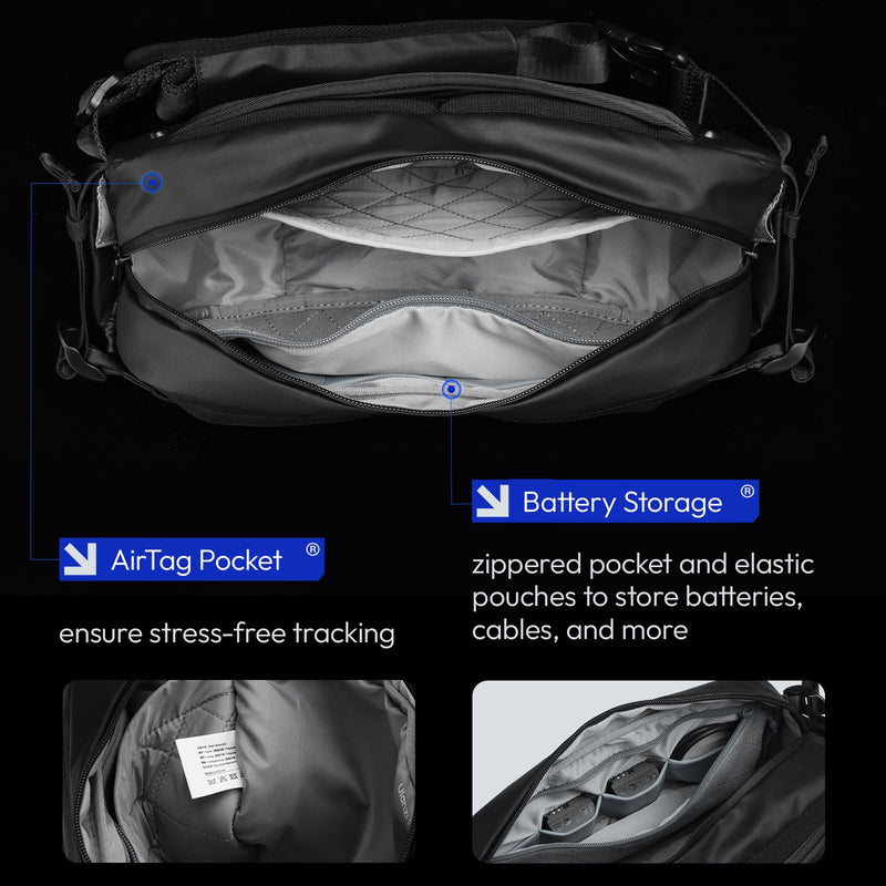 ULANZI 9L Camera Sling Bag, Water-Resistant Camera Case with Tripod Holder | DSLR/SLR/Mirrorless Camera Bags Crossbody for Photographers Video Photo Live Pov Vlog Photography Accessories- Black Black 9L