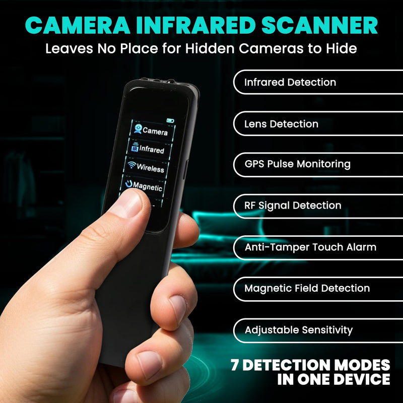 Hidden Camera Detectors – 4/5/7 Mode Touchscreen RF Detector, GPS Tracker Detector & Spy Camera Finder for Hotel, Home, and Car Security 7 Mode – Touch Screen + Alarm + Premium