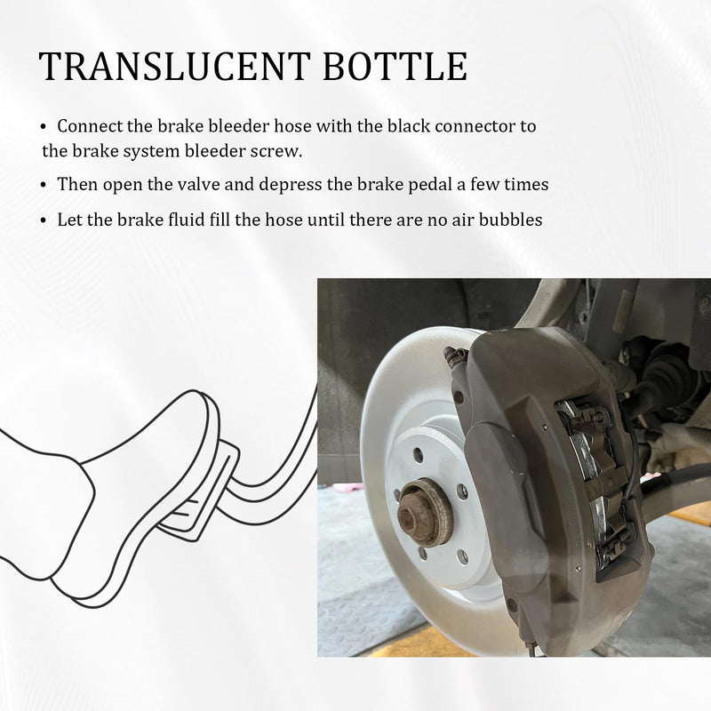 Brake Bleeder Kit with 23" Brake Bleeder Hose & 1L Brake Bleeder Bottle,Hanging Brake Fluid Bleeder Kit with Steel Chain for Maintenance Brake Systems,One Man Brake Bleeding Kit