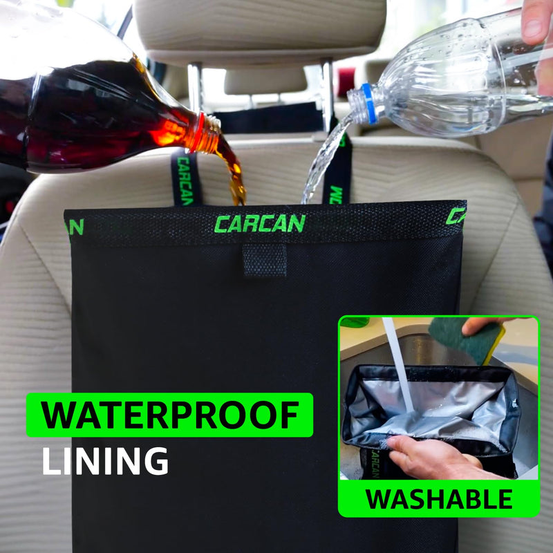 CarCan The Original 3 in 1 Hanging Car Trash Can for Back Seat, Cooler & Storage Bag – Metal Framed, Washable & Reusable Car Trash Bin with 3 Pockets (Pack of 1) (Pack of 1)