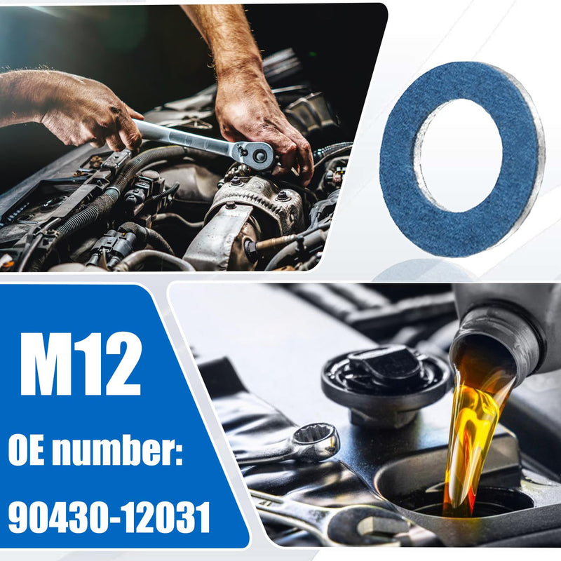 100pcs Oil Drain Plug Gasket Washer for Toyota Lexus Scion Aluminum M12 Crush Washer Seals Rings Replaces# 90430-12031 90430-12031 Blue