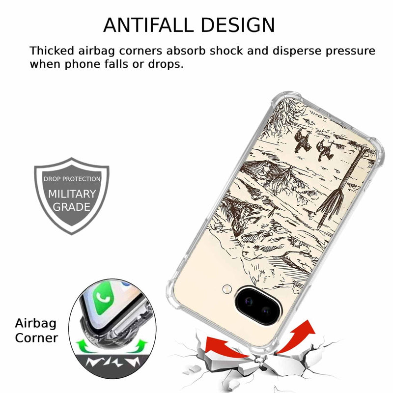 Case for Google Pixel 10a with Vintage Cowboy Art Design,Abstract Wild West Landscape Pattern,Clear Slim Soft TPU Bumper Phone Cover,6.3”(Cowgirl,P10a)