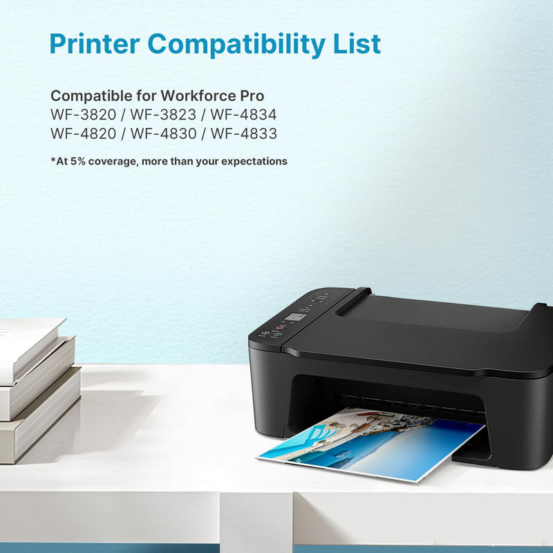 Remanufactured Replacement for Epson 822XL Ink Cartridges | for Epson 822 Ink Cartridges Combo Pack Work for Workforce Pro WF-3820 WF-4820 WF-4830 (5 Pack, 2Black Cyan Magenta Yellow)