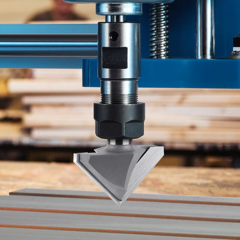 90 Degree V Bit 1/2" Shank, 2" Cutting Diameter Carbide Tipped V Groove Router Bit Wood CNC Router Bits for Grooving, Chamfering, Engraving 90 Degree, 1/2" Shank, 2" Cut Dia