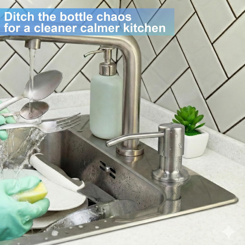 2-Pack Stainless Steel Soap Dispenser for Kitchen Sink, Built-in Kitchen soap Dispenser Kit with 47" Extension Tube, Check Valve,Multiple Sealing Plugs, No More Frequent Refills Brushed Nickel 2