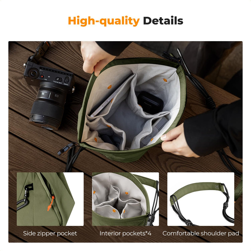 K&F CONCEPT Camera Sling Bag Small Camera Compact Case | Cute Soft Camera Pouch, Handbag, for Urban Street Photography, BS05 03-Green