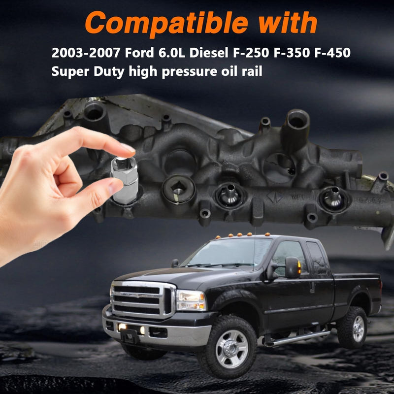 CNC 1/2’’ Drive High Pressure Oil Rail Nipple Cup Ball Tube Oil Rail Leak Repair Kit Install Removal Socket Tool Compatible with 2003-2007 Ford 6.0L Diesel F-250 F-350 F-450 Super Duty