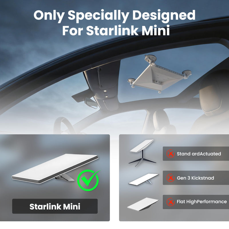 Starlink Mini Mount – 4 Strong Suction Cups for Cars, RVs & Boats, Stable | Starlink Mini Car Mount for Sunroof & Window, Widened Base, No-drill Install, Road Trips, Stable Satellite Signal Guaranteed 8.9 Inches