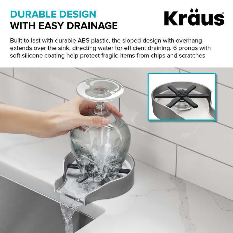 KRAUS CleanMate Glass Rinser for Kitchen Sink in Spot-Free Stainless Steel Color Finish, KGR-500SFS Spot Free Stainless Steel