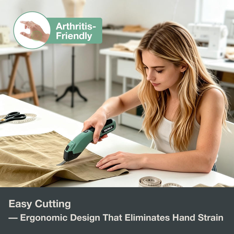 Cordless Electric Scissors for Fabric, 4V Rechargeable Cardboard Scissors with 3 Replaceable Sharp Blades, Electric Shears for Cutting Fabric, Cardboard, Carpet, Leather, Felt