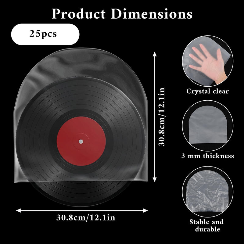 20PCS Inner Sleeves for Vinyl Records Anti Static 12" | Record Inner Sleeves Round Bottom Plastic Vinyl Sleeves Albums Covers for 33 RPM Records Collections