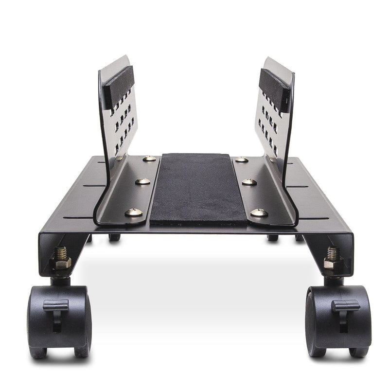 Slim Computer PC or UPS Metal Floor Stand with Adjustable Width and Locking Caster Wheels Alum Slim Black
