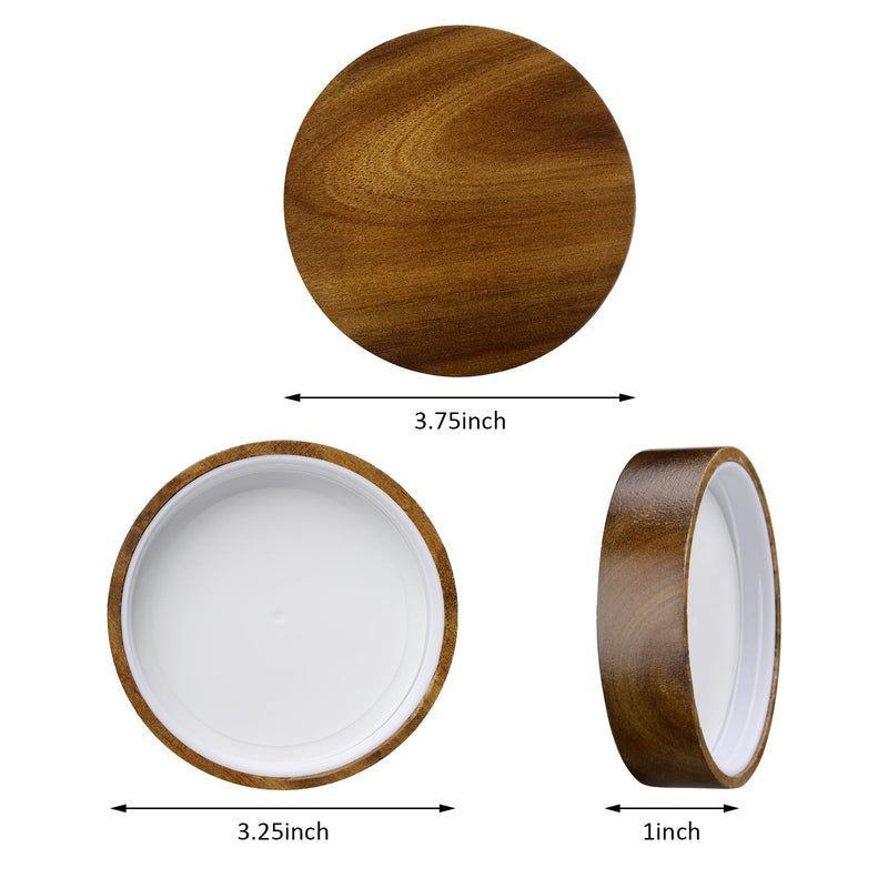 6 Pieces 3.75 Inch Wooden Mason Lid Canning Jar Lid Bottle Molded Screw Replacement Lids Wide Mouth Glass Yogurt Jar Lids for Jar Spice Cap Home Kitchen Practical Sealing Utensil Kit