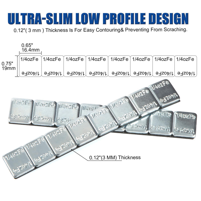 JiiinMiiin Upgraded Wheel Weights 1/4oz, 0.25oz - 48PCS Adhesive Stick on Wheel Weights, 12oz/Box, Perfect for Cars/Trucks/SUVs/Motorcycles Chrome