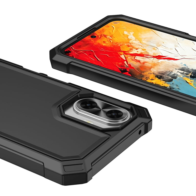 for TCL K70 5G / TCL K70 XE Phone Case with Screen Protector Black | Full Body Protection Front PC Back Soft Silicone Bumper,Heavy Duty Protection Shockproof Corner