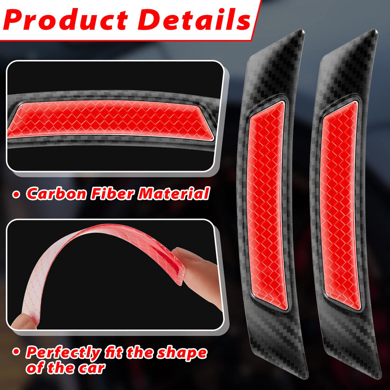 6 Pieces Car Reflective Trim Carbon Fiber Side Marker Stickers Automotive Exterior Accessories Door Reflector Guard for Car SUV Pickup Truck Wheel Well Arch or Side Bumper Fenders (Black and Red) Black and Red