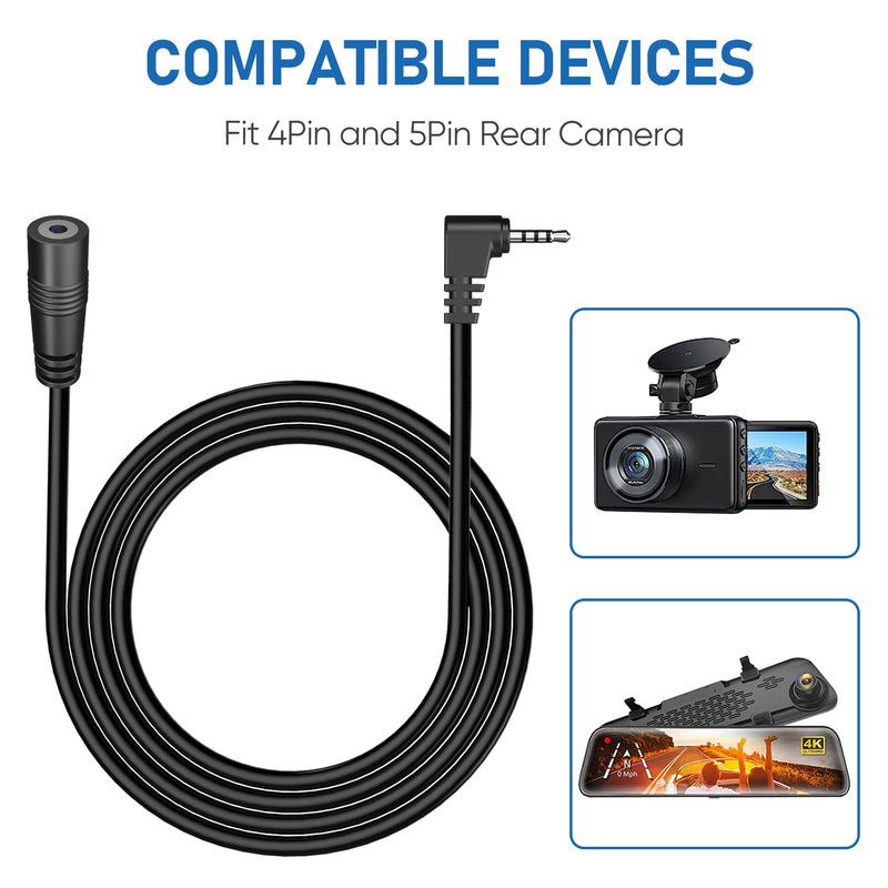 YQMAJIM 2.5mm Dash Cam Rear Camera Extension Cable, (10Ft Thicker) Backup Camera Extension Cord,Reverse Camera Adapter Extension Wire.Mirror Cam Rear View Camera Extension Cable Fits 4Pin&5Pin Dashcam 2.5mm to 4/5P-10Ft