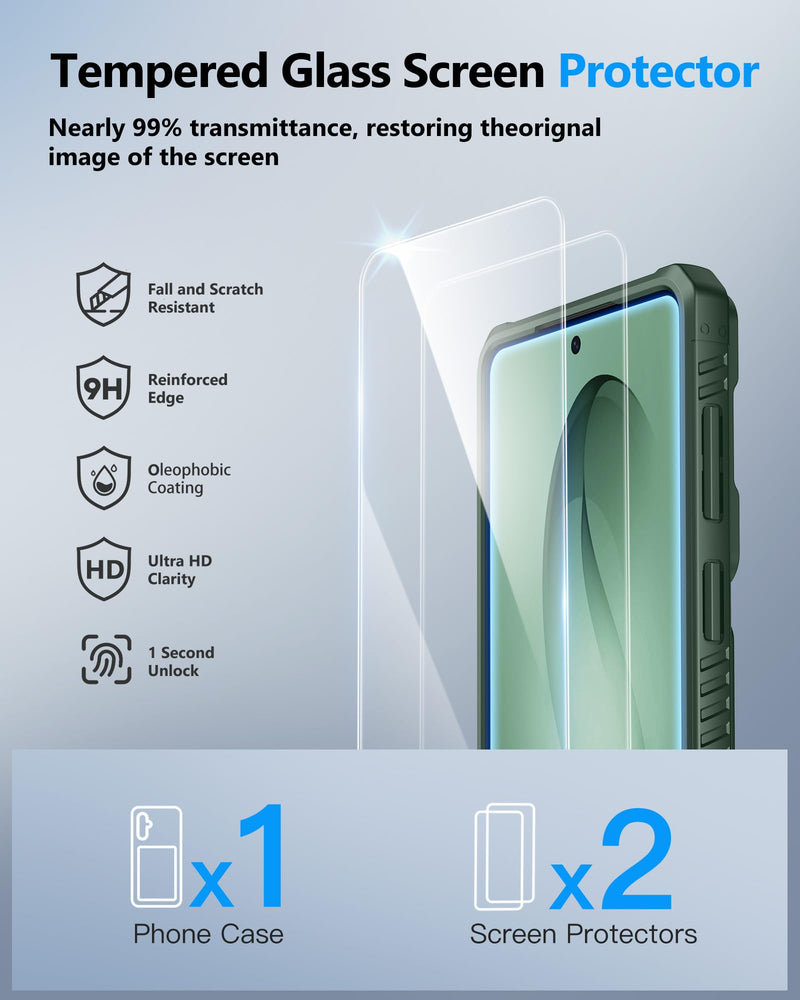 ATATOO for Samsung Galaxy S26 Wallet Case with 2X Screen Protector, Green | Card Holder (4 Cards), Slide Camera Cover, Military Grade Protection, Women Men, Heavy Duty Phone Case for Galaxy S26 6.3" Green with SP S26, 6.3"