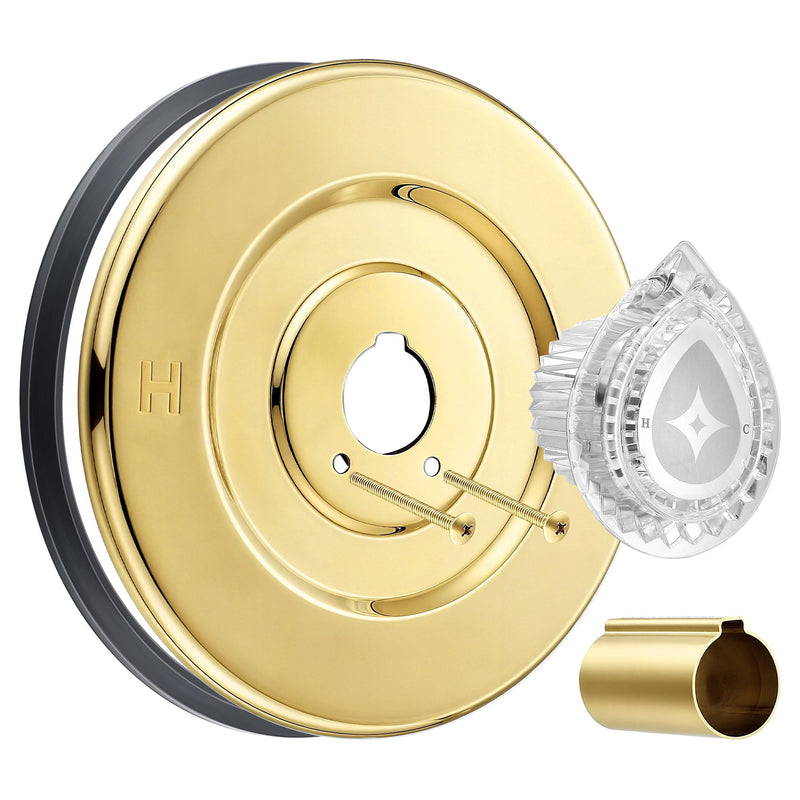 Enhon Tub and Shower Trim Kit, Shower Trim Compatible with Moen Chateau T470 Single Handle Tub/Shower Standard Valve, Escutcheon Screws Tube and Handle(Polished Brass) Polished Brass